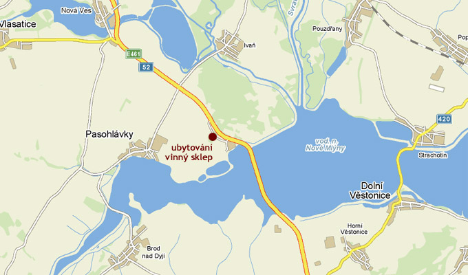 Mapka - ubytov�n� - vinn� sklep pod ��msk�m vrchem